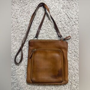 Fossil Tan Leather Messenger Bag
